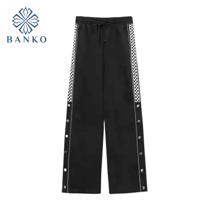 

Streetwear Pants Women Harajuku Wide Leg Black Pantalon Ladies Spring 2021 Hem Split Casual High Waist Straight Trousers Female