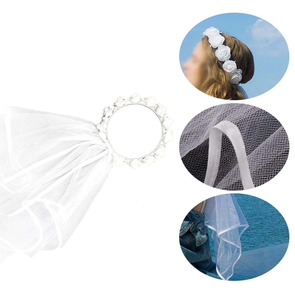 

Accessories Garland Exquisite Gifts Decorative Bridal Headwear Flower Crown Veil Beach Wedding Bachelorette Bride White Rose
