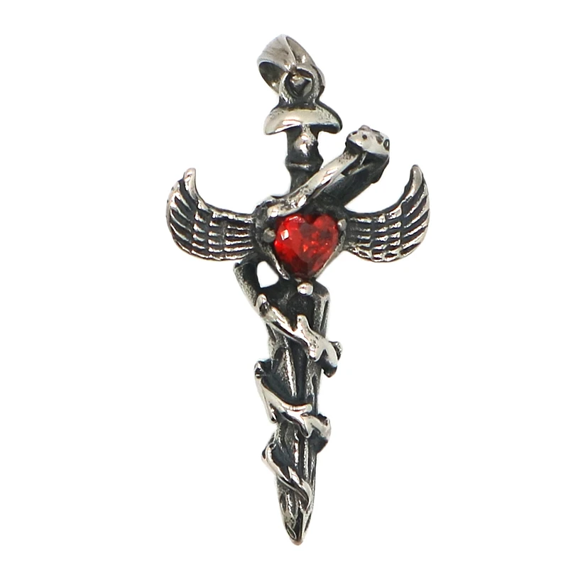 Цепочка с подвеской в виде меча и крыльев из нержавеющей стали 316L