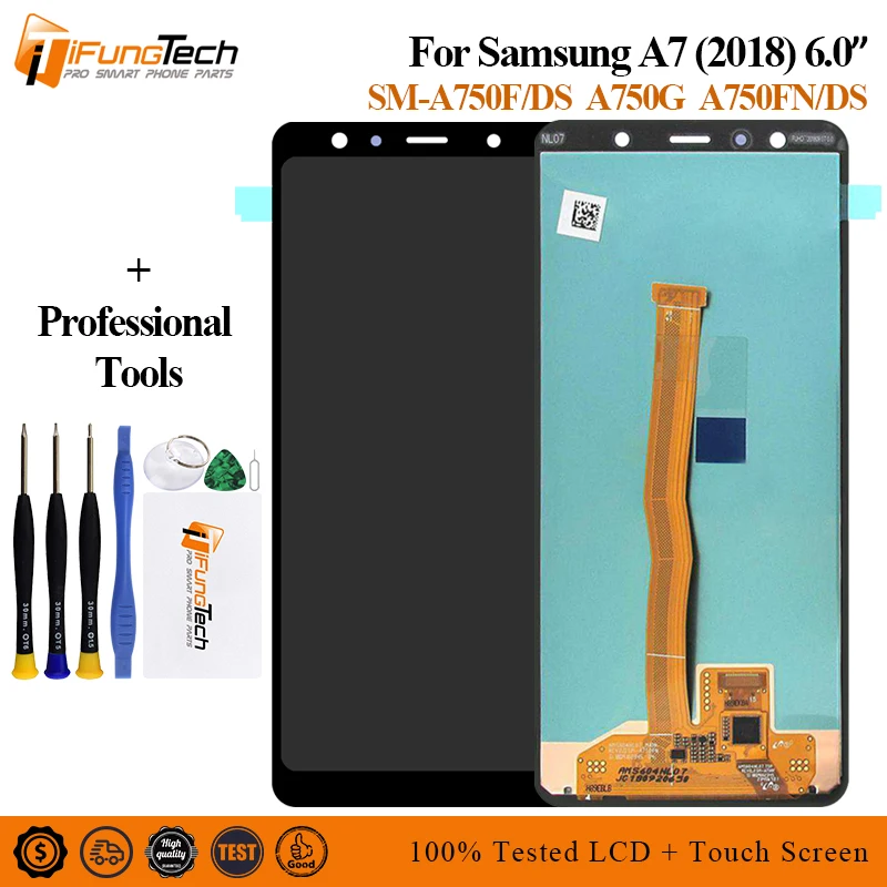 Для Samsung Galaxy A7 2018 SM A750F A750 ЖК дисплей сенсорный экран дигитайзер сборка Замена 100%