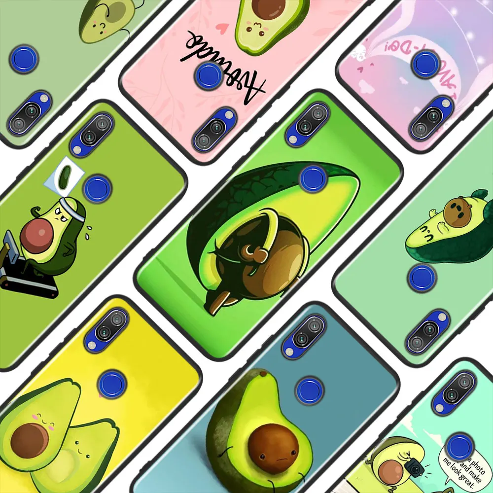 Черный силиконовый чехол с милым Авокадо Фрукты для Xiaomi Redmi Note 8 7 6 5 4X4 K20 Pro 7A 6A S2 5A