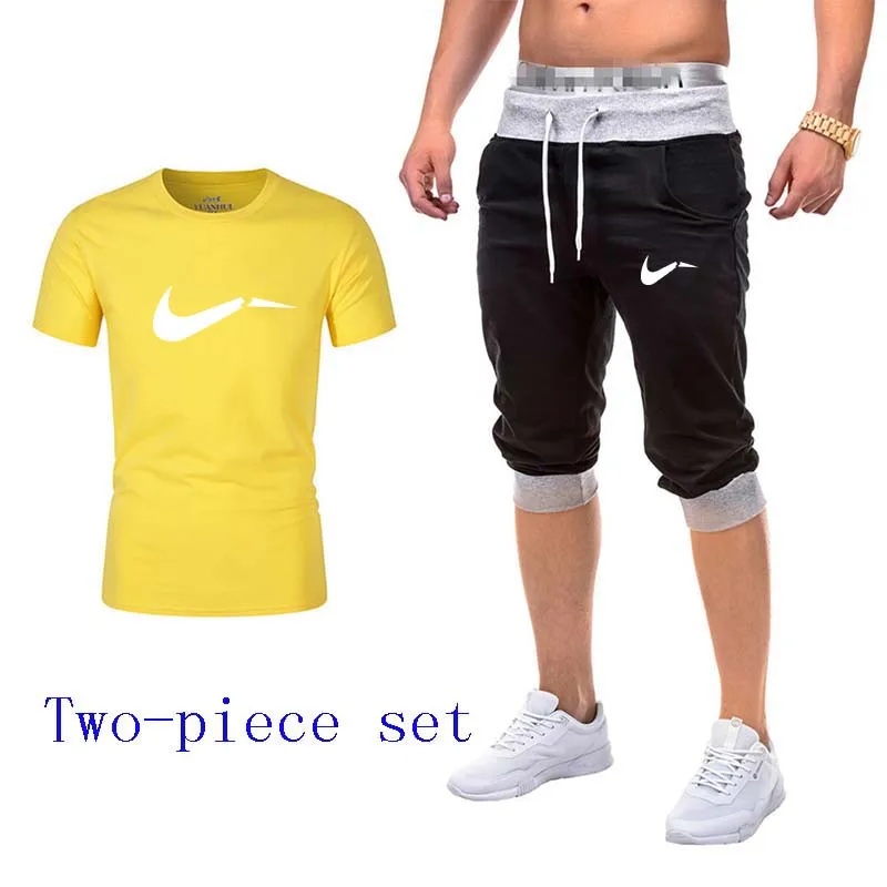 Спортивный костюм для бега фитнеса мужской с короткими рукавами облегающая