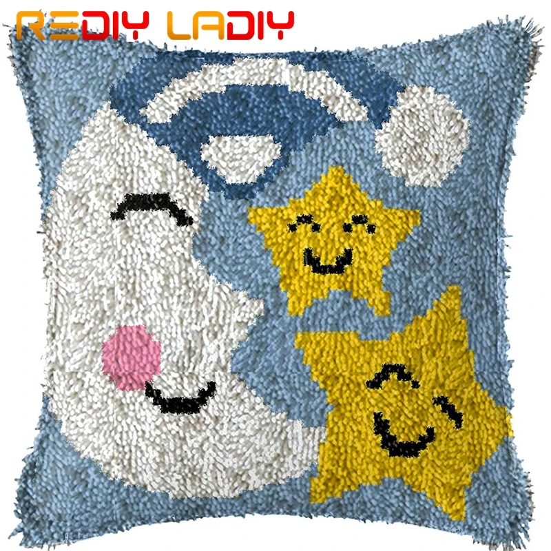 Крюк с защелкой подушки накладной Луной и звездами предварительно холщовые