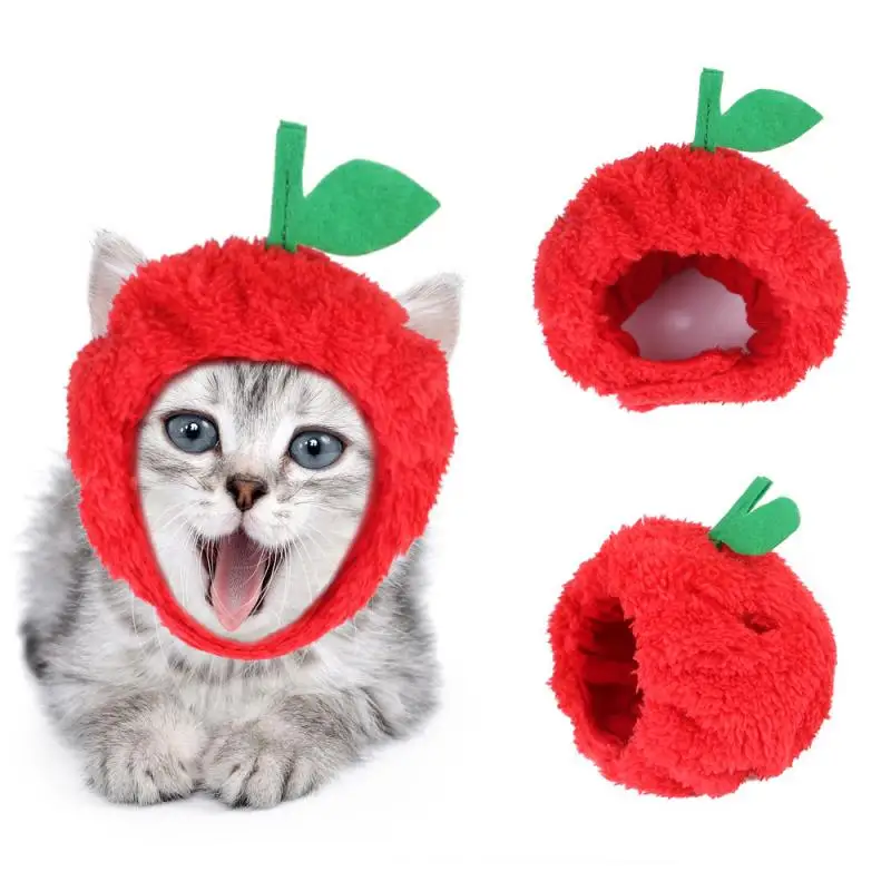 

Pet Hat Puppy Cat Dress Up Apple Pineapple Headdress Cat Dress Up Hat Dew Ears Cat Headgear Fruit Hat for Cat Puppy