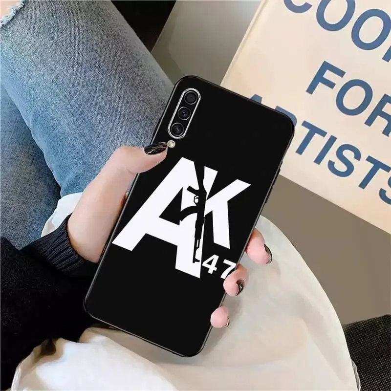 

AK47 Gun Coque Simple black white Phone Case For Samsung galaxy S 9 10 20 A 10 21 30 31 40 50 51 71 s note 20 j 4 2018 plus