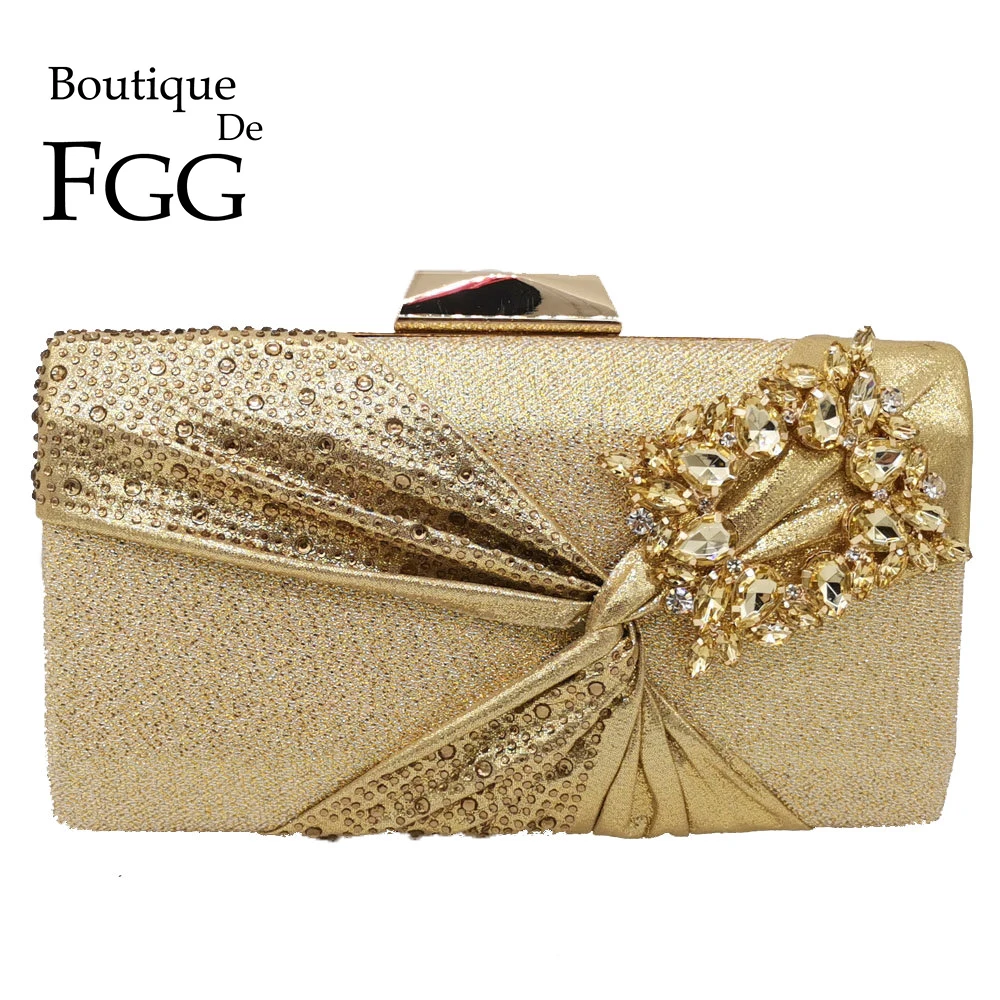 Женский Вечерний Клатч Boutique De FGG золотистый Блестящий клатч с бантом и