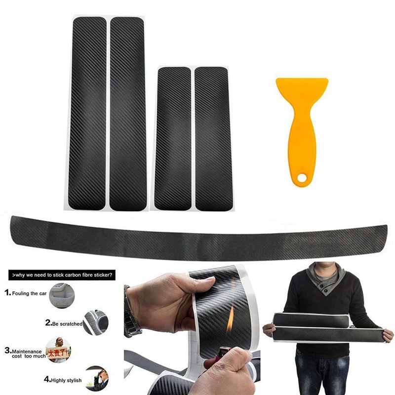 

Accessories Replacement Parts Film Wraps Carbon Fiber Sill Auto Car Rear Bumper Sticker Set Trunk Kit Tail Protection Decals