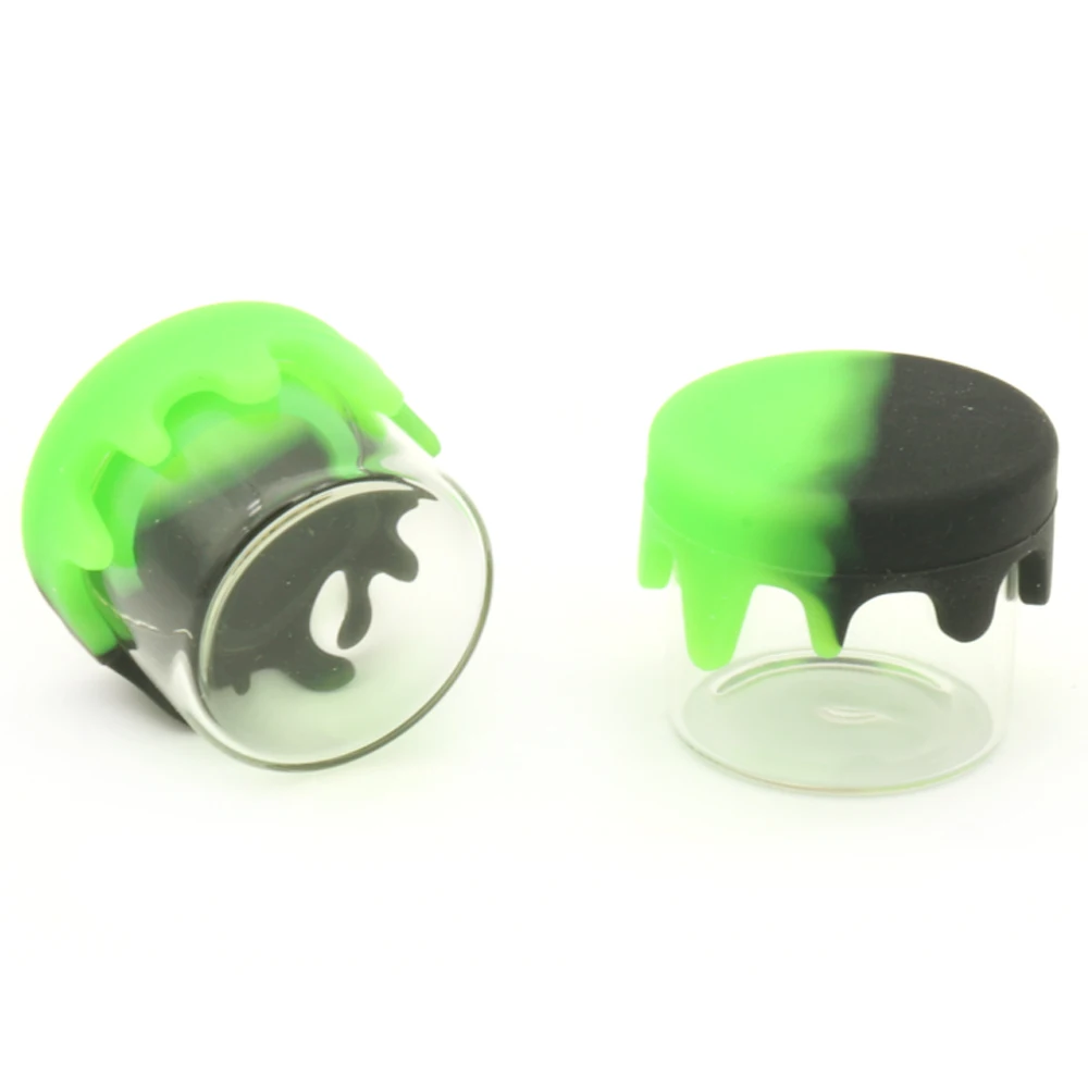 

100Pcs Glass 5ml Storage Box Case Jars With Silicone Lid Cover Kitchen Jar Bottle Wax Container Tobacco Herb Smoking Accessories