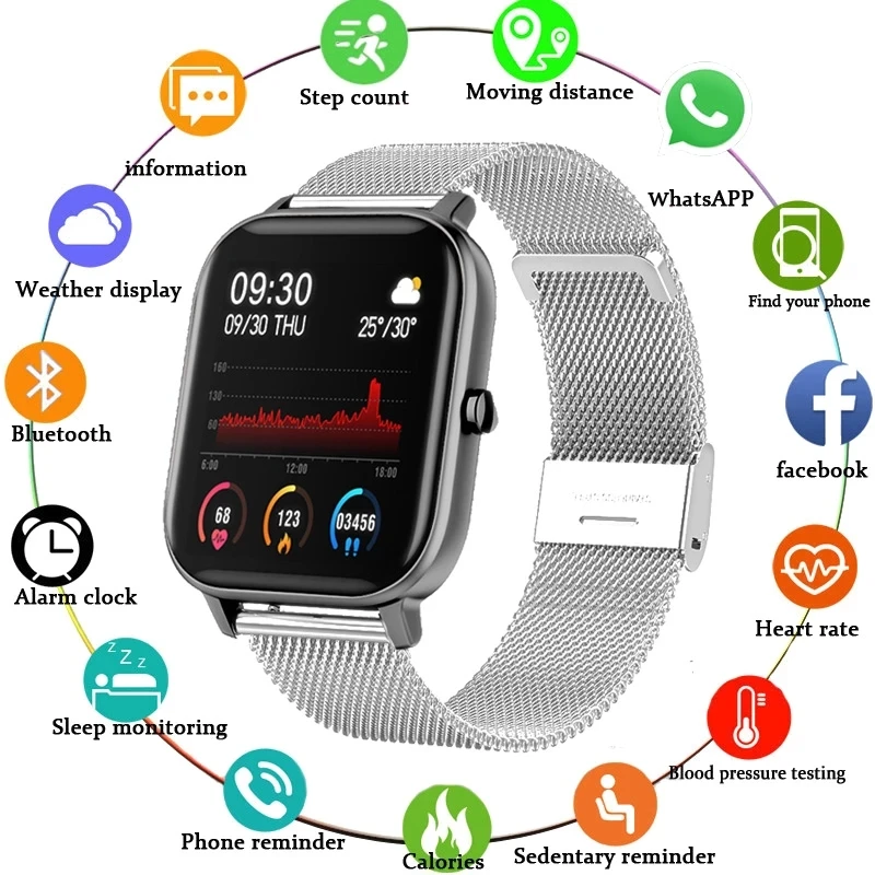 

LIGE New P8 Color Screen Smart Watch Women men Full Touch Fitness Tracker Blood Pressure Smart Clock Women Smartwatch for Xiaomi