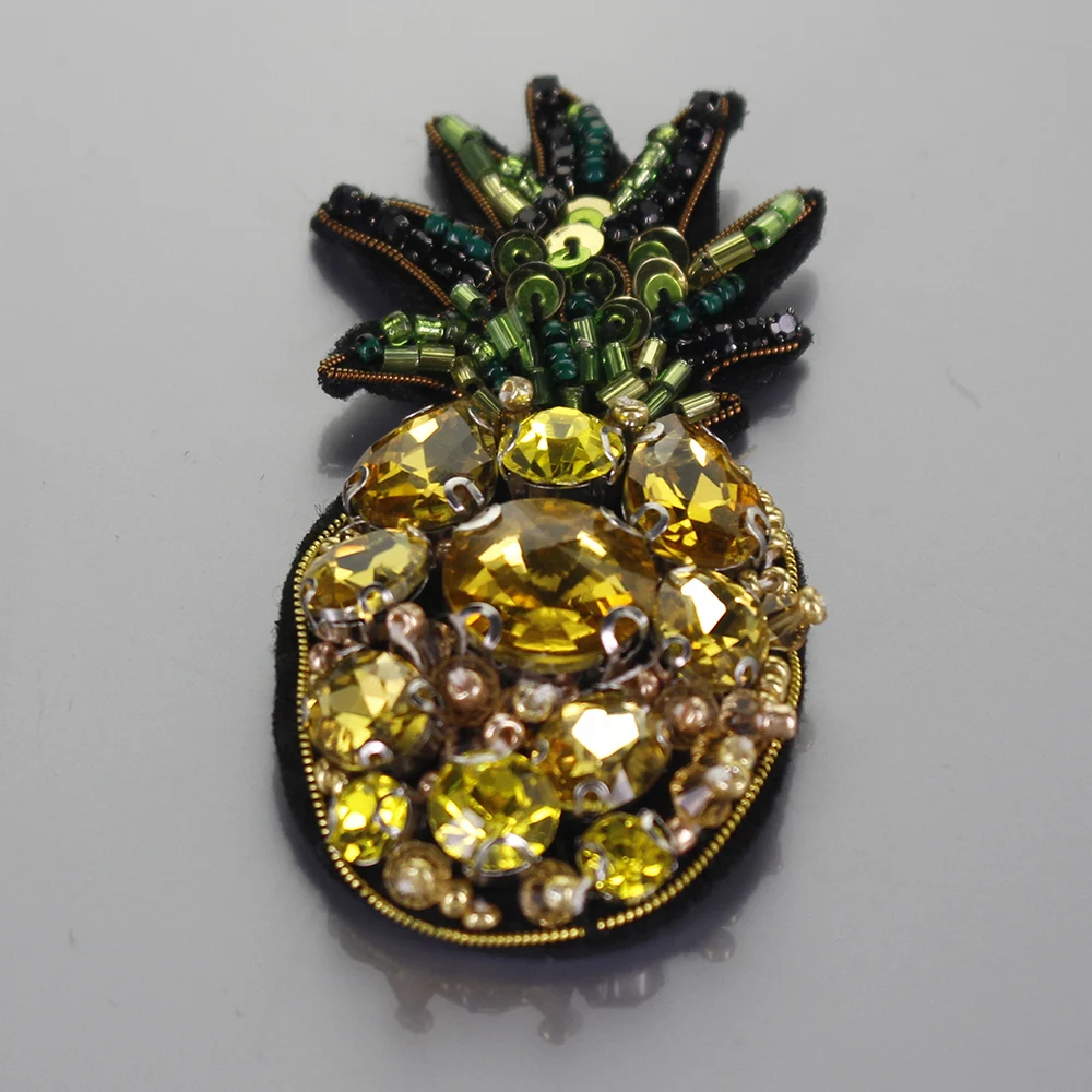 Фруктовая ананас черешня брошь со стразами и бусинами нашивка аппликация