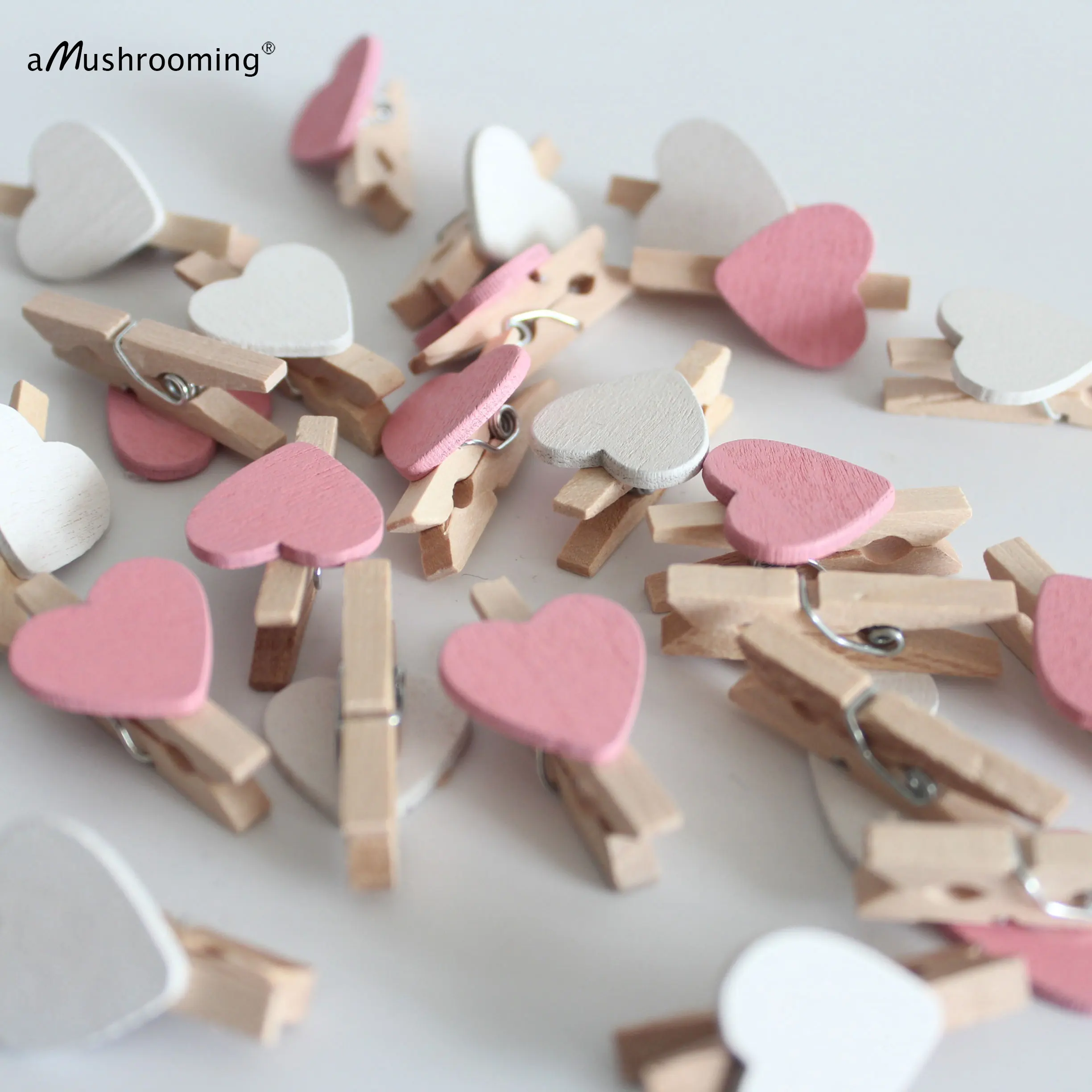50 шт. деревянные мини прищепки в форме сердца|Украшения своими руками для