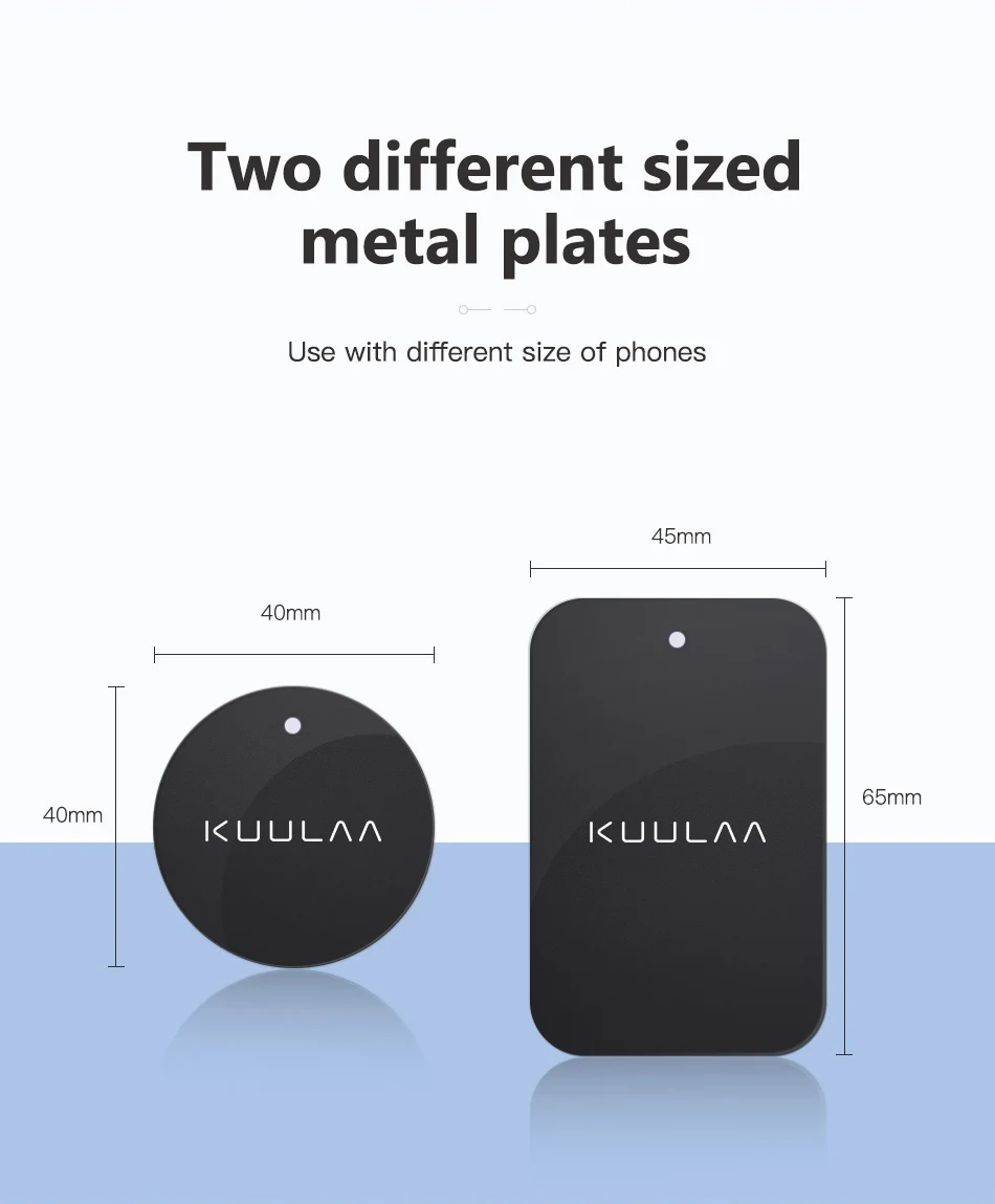 KUULAA Автомобильный держатель для телефона Магнитный Железный костюм 2 шт. металлическая пластина-диск Магнитная подставка для iPhone мобильного телефона приборной панели автомобиля