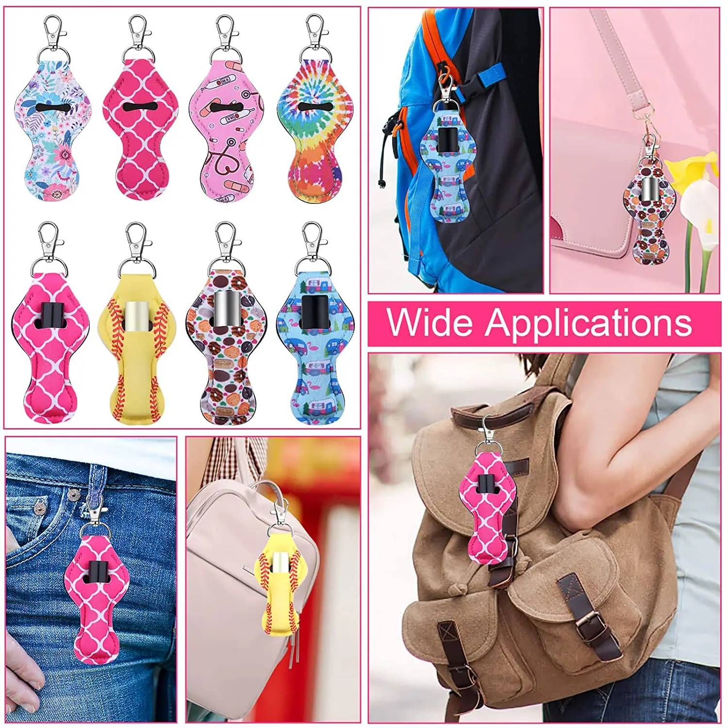 

Chapstick Holder Keychain 30Pcs Lip Balm Holder with Clip Chapstick Lipstick Lipgloss Holder Bulk for Lanyards