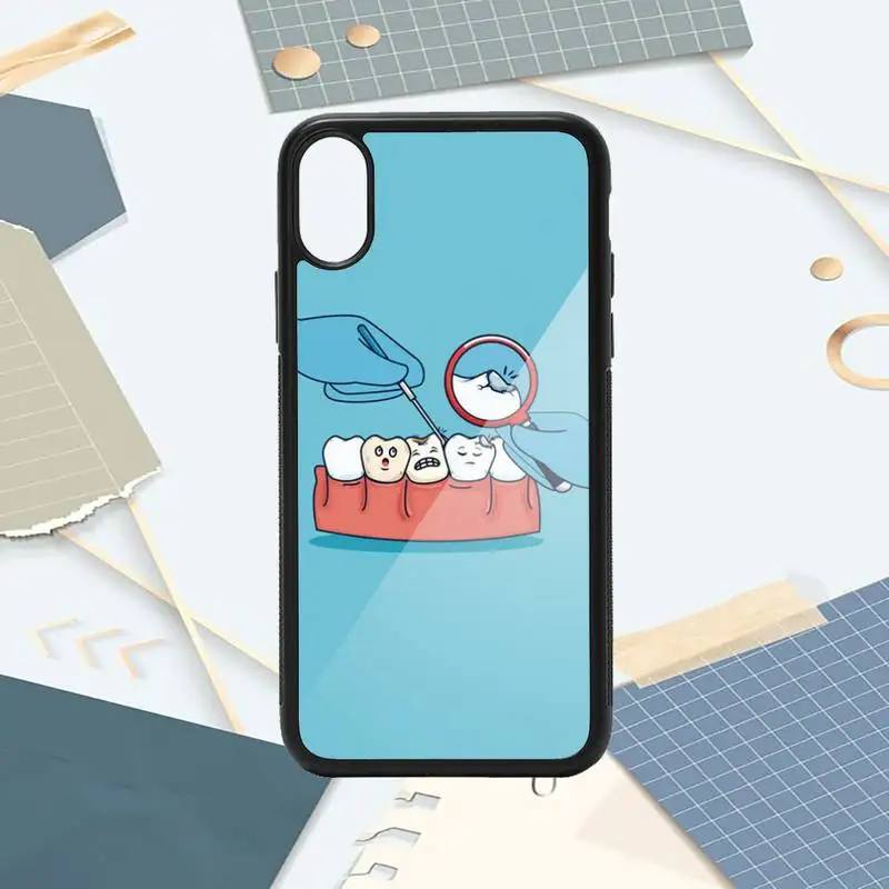 

Cartoon dental implant Dentist Dental Teeth Phone Case PC for iPhone 11 12 pro XS MAX 8 7 6 6S Plus X 5S SE 2020 XR