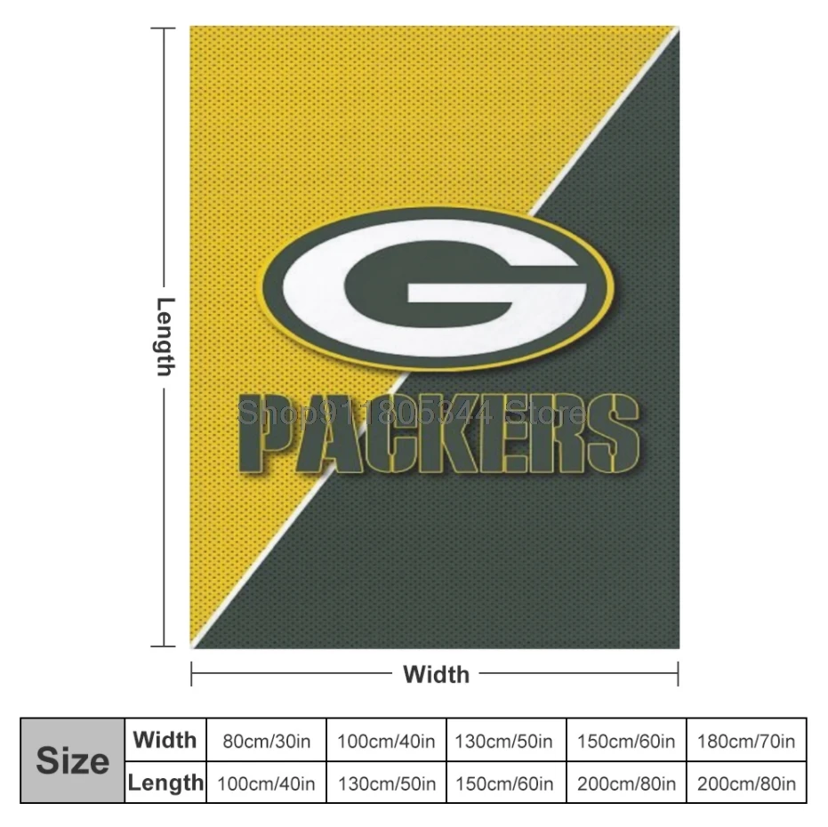 

Green Bay Packers Throw Blanket Fuzzy Warm Throws for Winter Bedding 3D Printing Soft Micro Fleece Blanket