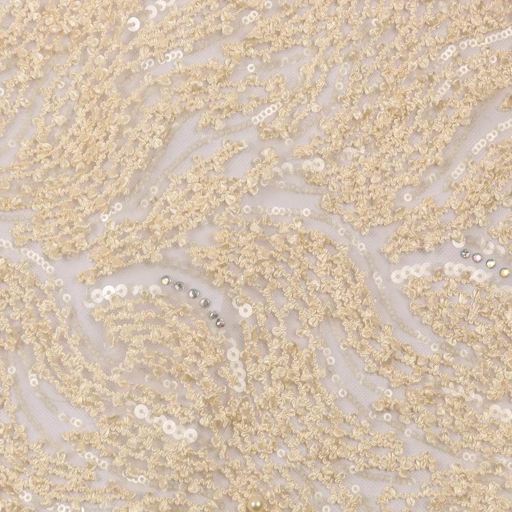 Embroidery French Tulle Mesh Lace Fabric with Stones/Beads High Quality Nigerian Net for Wedding Sequins APW3134B | Дом и сад