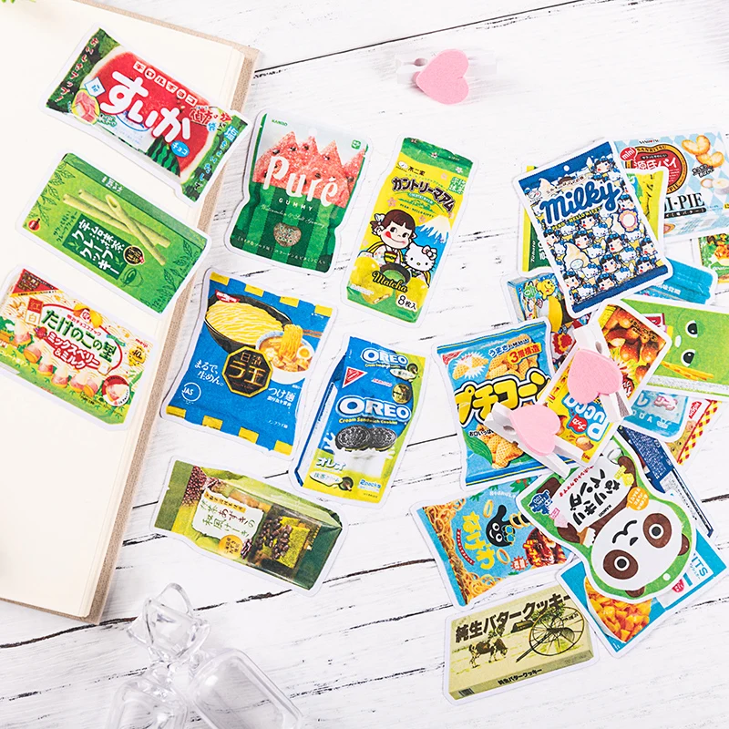 

Japanese cute snack bag hand-painted illustration stickers DIY scrapbooking album diary happy planner gift decoration stickers