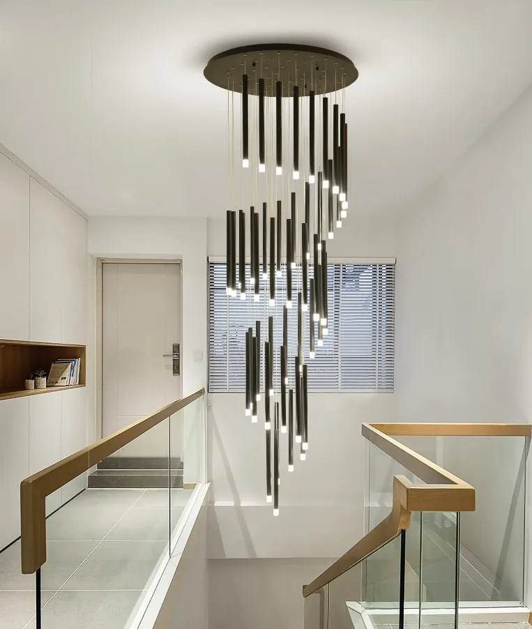 売る 現代のledシャンデリアミニマル二重床ファッション雰囲気北欧リビングルームランプヴィラスパイラル階段ロング吊り