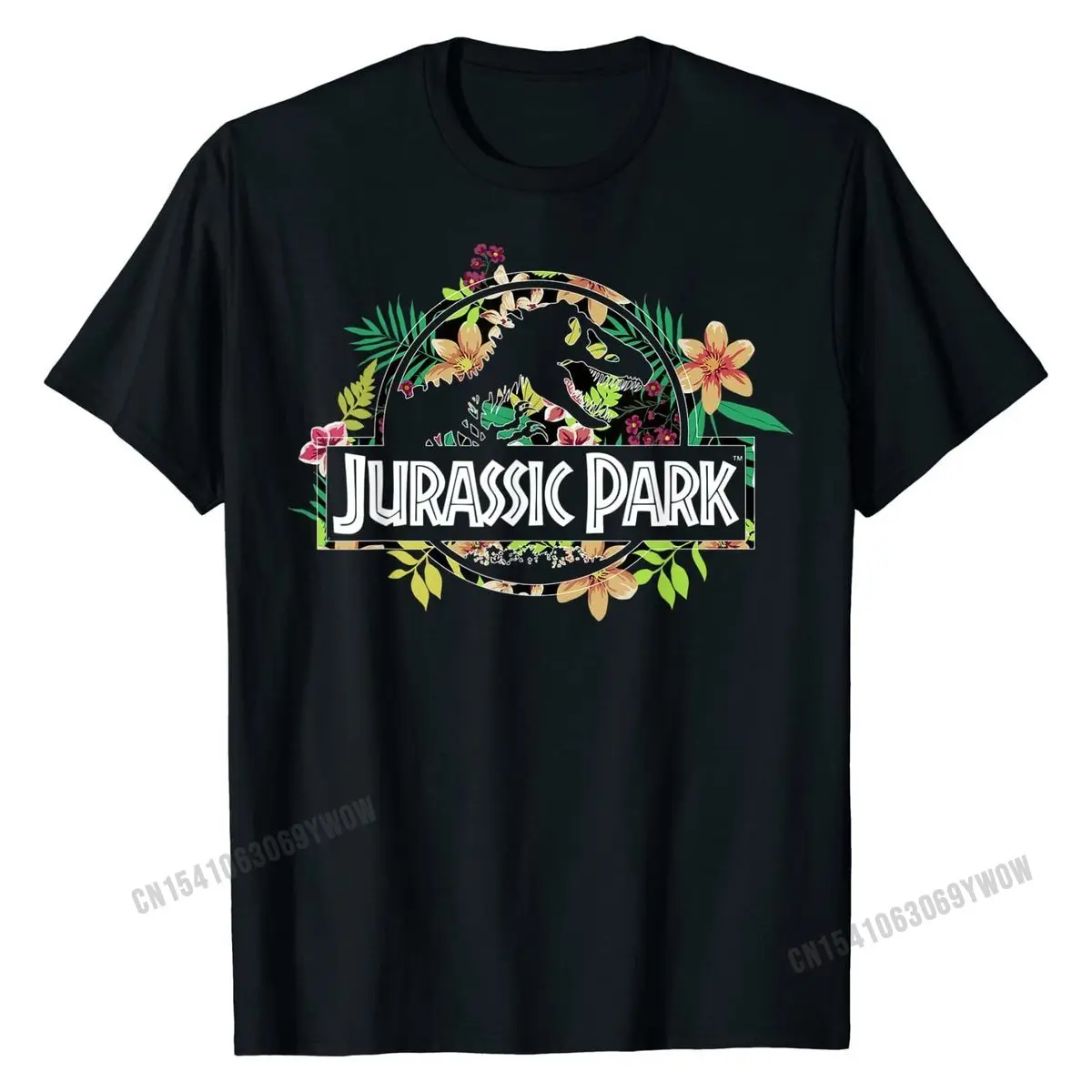 

Jurassic Park Floral Tropical Fossil Logo Graphic T-Shirt Cotton T Shirts for Men Normal Tees Rife Design