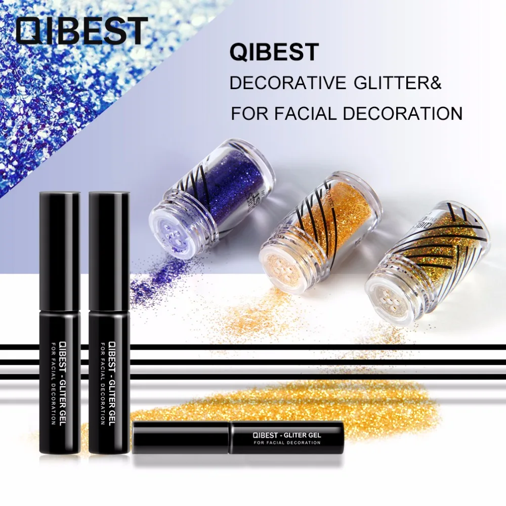 2 предмета/комплект QIBEST тени для век Блеск Цвет золотистый серебристый металлик