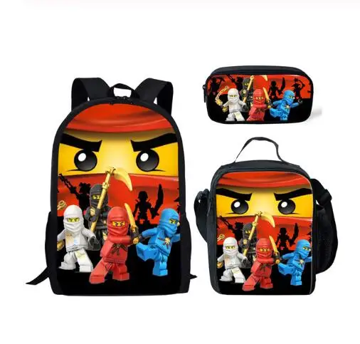 3pcs/Set Kids Mochila Cartoon Ninjago Backpack For Children Teenagers School Rucksack Girls Boys Bags | Багаж и сумки