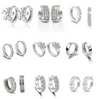 Очаровательные простые серьги-кольца для женщин Кристалл Циркон ряд тонкие блестящие серьги-гвоздики геометрические свадебные серьги