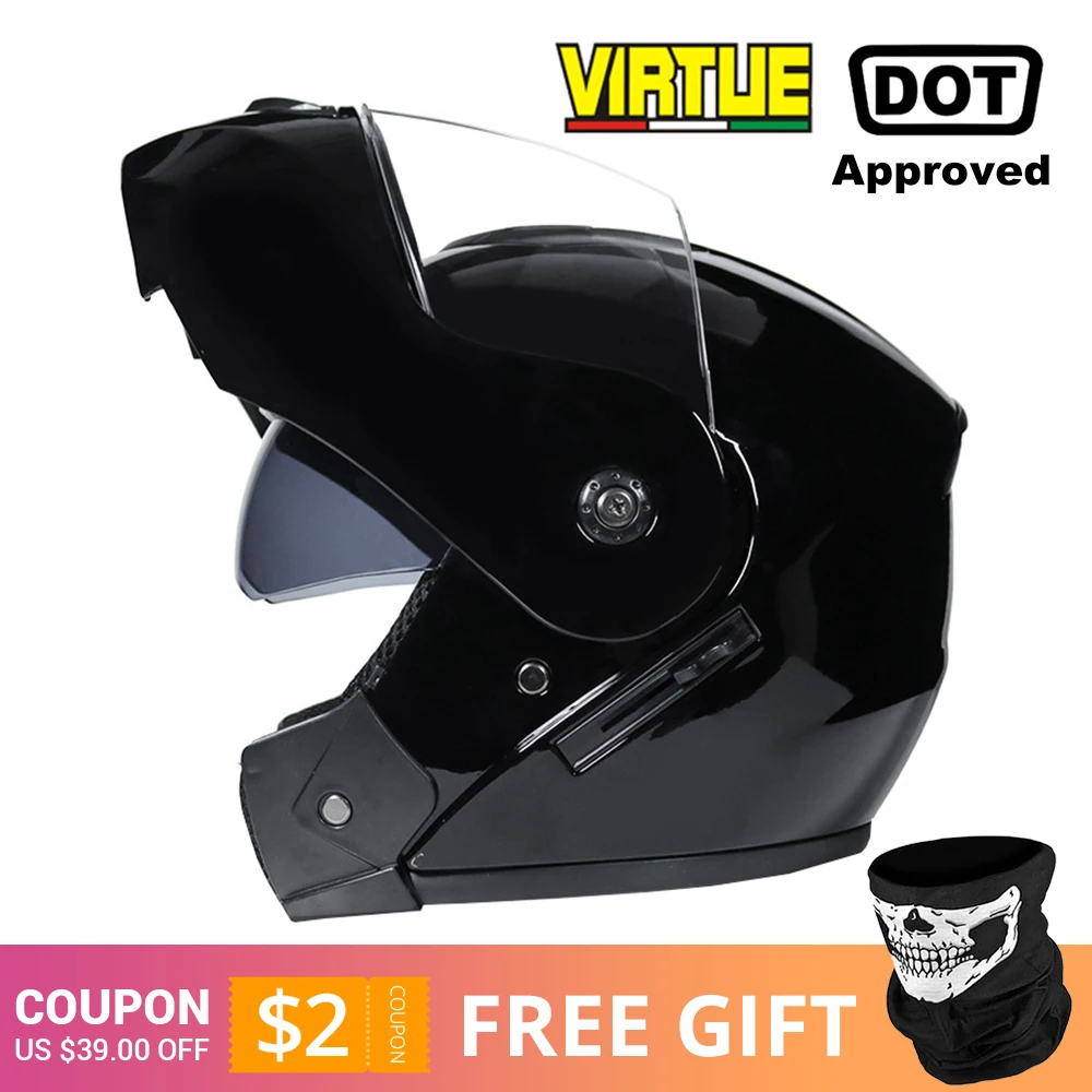 Bright BK Clear Новинка, откидной мотоциклетный шлем, мотоциклетный, модульный, с двумя линзами, для мотокросса, мотоциклетный шлем, крушение, полное лицо, шлемы, Casco Moto Casque - Цвет: Bright BK Clear