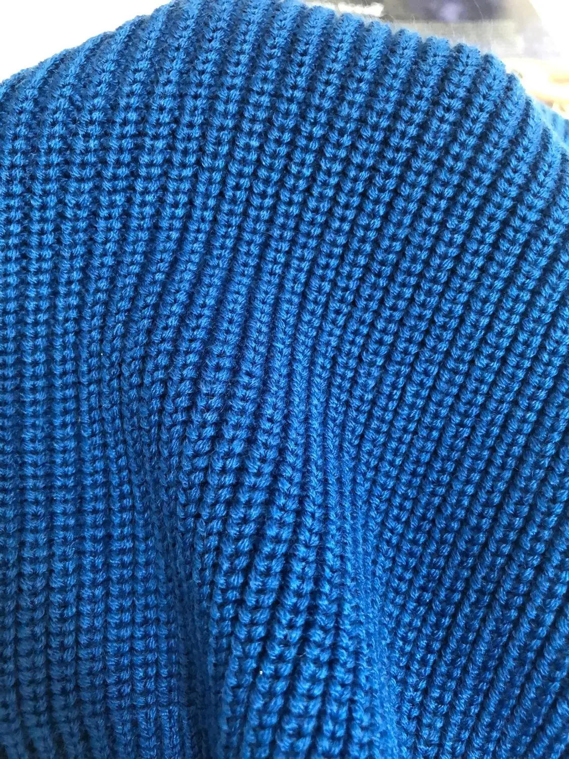 

Vintage Blue caot Woman V Neck Knitted sweater Cardigan Short Knitwear long sleeve slim Outwear top with three buttons