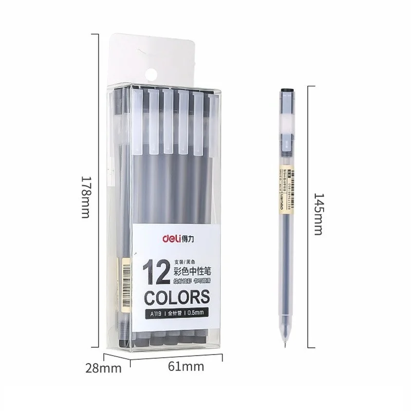 

12pcs/lot School Office 0.5mm Color Ink Gel Pen Simple Transparent Holder neutral Pens for Writing Supplies Kawaii Stationery