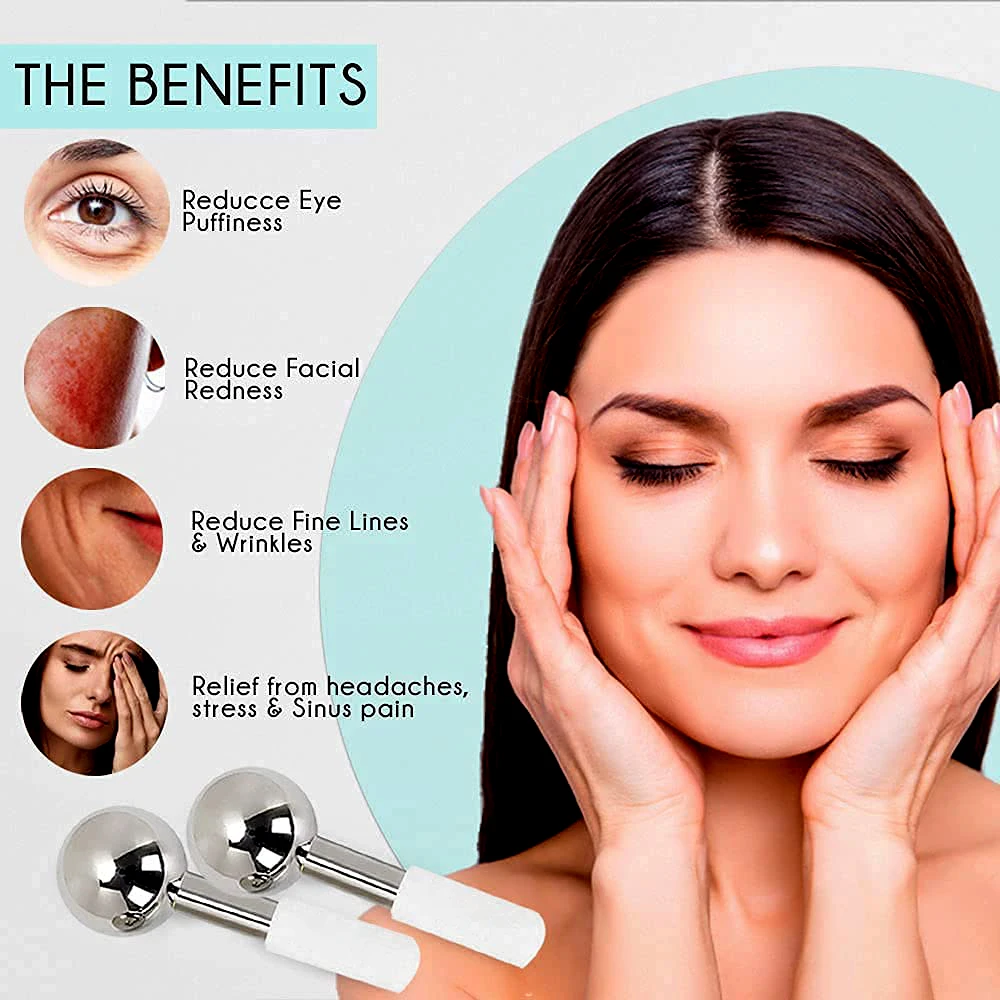 2 шт. роликовый массажер для лица из нержавеющей стали| |