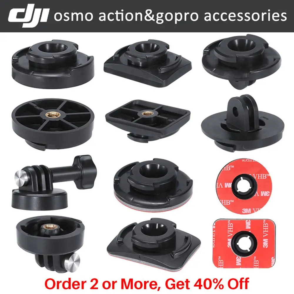 Ulanzi Osmo Action Camera Accessories Kit Gopro Adapter Mount Holder with 3M Adhesive Paste Sticker for Osmo Action
