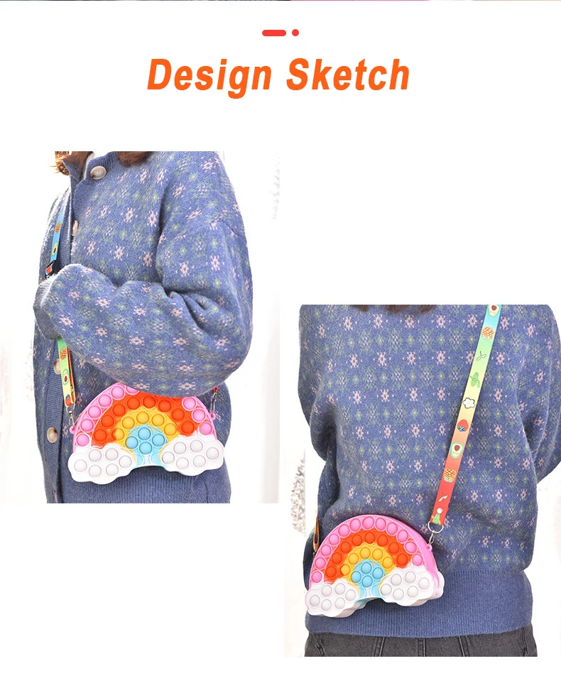 Популярная пузырьковая Радужная сумка через плечо с радужным облаком и ремешком