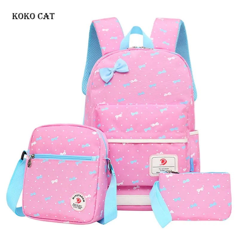 

Cute Cartoon Bow-knot Printed Children Mini School Bags Orthopedic Satchel Backpack Set for Teenage Girl Primary Bookbag Mochila