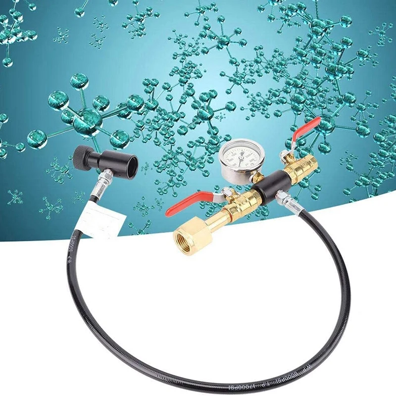 

24 Inch Soda Stream CO2 Tank Bottle Fill Refill Station Dual Valve with Thread CGA320,Dual Valve CO2 Filling Adapter