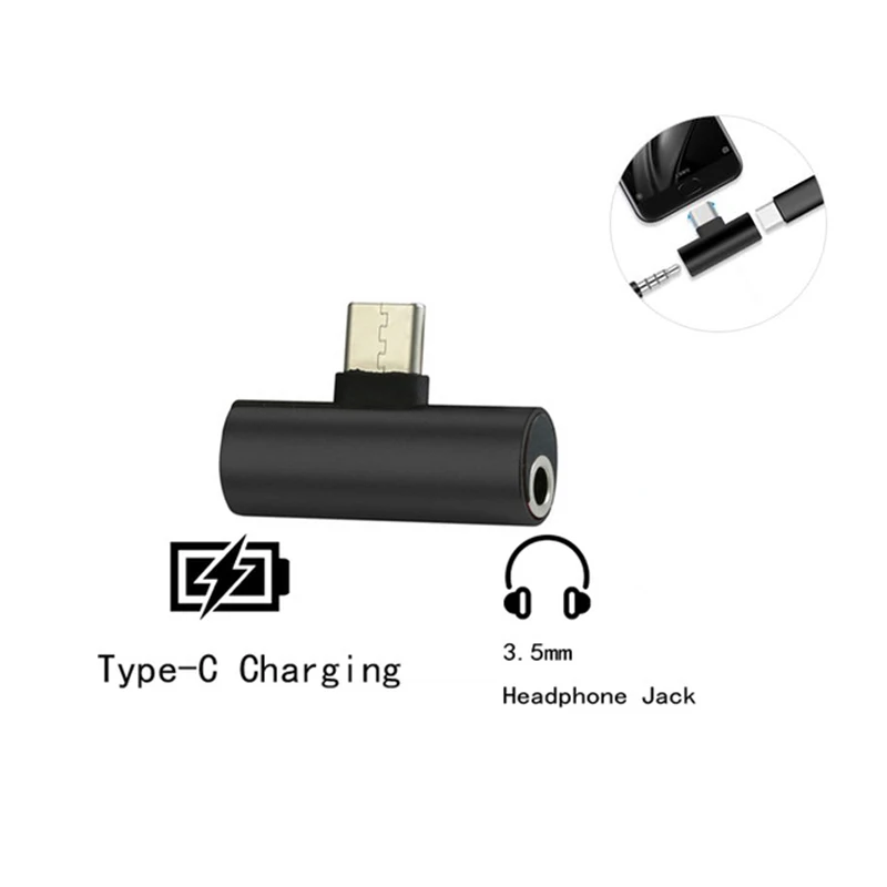 Черный Адаптер type C до 3,5 мм для OnePlus 7 Pro 6T USB type C наушники аудио сплиттер конвертер для lenovo Z5 Pro Oneplus7 адаптер - Цвет: Черный