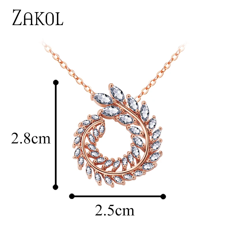 ZAKOL модные 3 цвета плетеная Форма Прозрачный AAA+ CZ цирконий белый цвет женские ожерелья и кулоны для вечерние FSNP062 - Окраска металла: Rose Gold Color