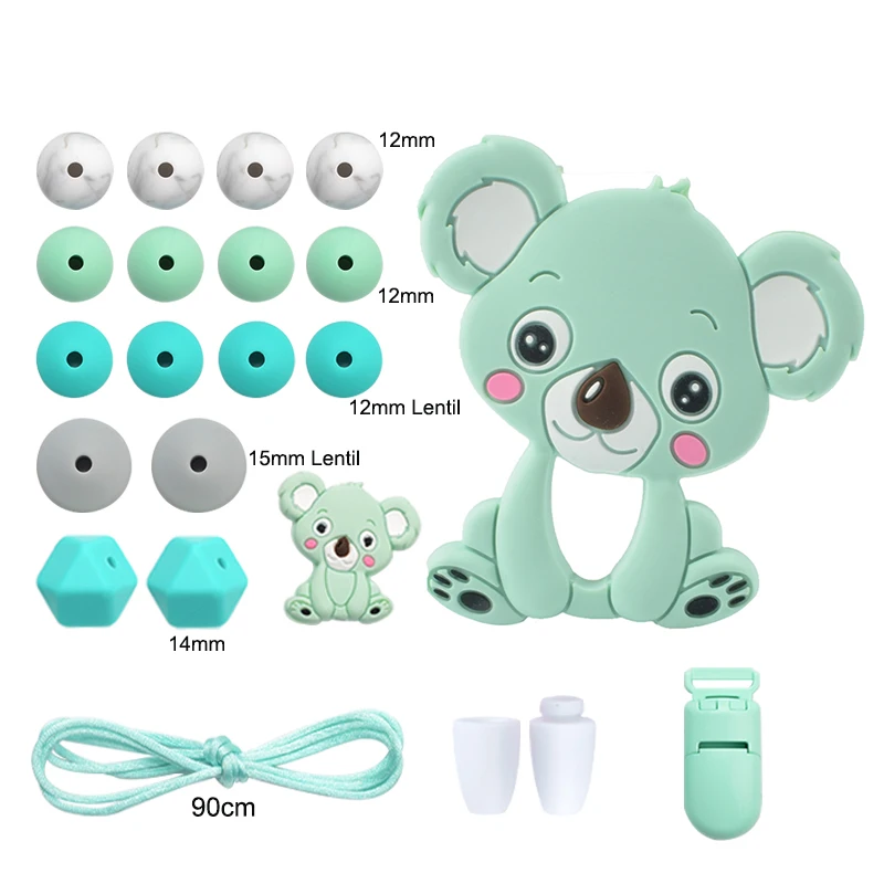 koala 1 LOFCA, детский силиконовый прорезыватель, сделай сам, енот, коала, детский прорезыватель, ожерелье, игрушка, мультфильм, соска, цепь, зажим, пищевые Силиконовые Бусины - Окраска металла: koala 1