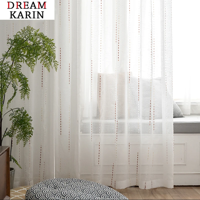 Жаккардовые полосатые тюлевые шторы для гостиной белые прозрачные спальни