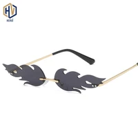 high quality flame pattern sunglasses women frameless metal small sun glasses fashion photochromic eyeglasses uv400