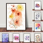 Абстрактная Цветочная живопись в оттенках оранжевого, красного, желтого цветов для спальни, домашний декор