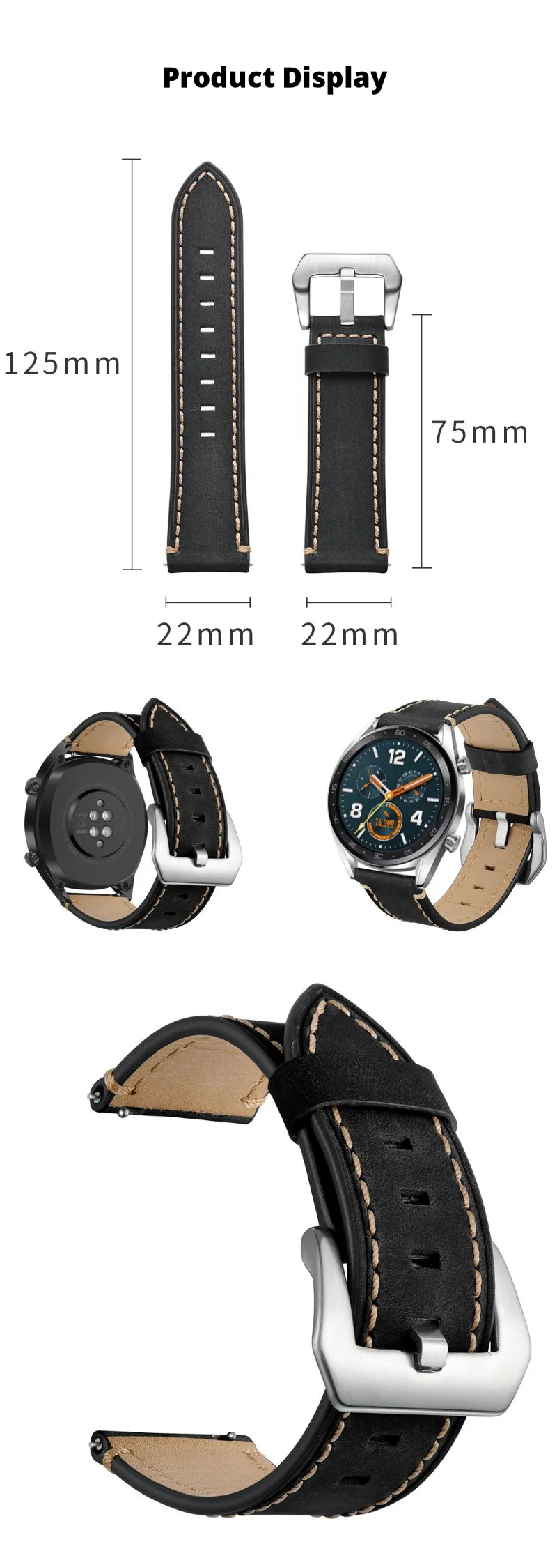 Подходит для huawei Watch GT Honor Magic первый слой кожаного ремешка для часов с бриллиантами