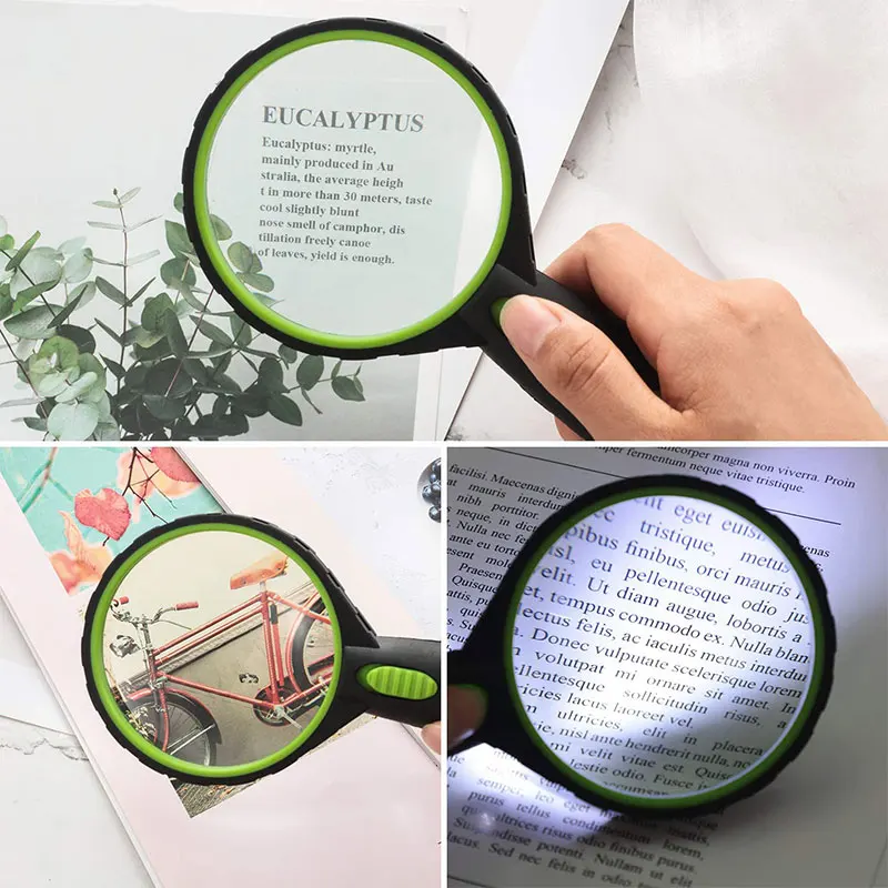 

2 Pieces Handheld Magnifying Glass Reading 10X Magnifier with LED Lights for Reading, Observation and Inspection