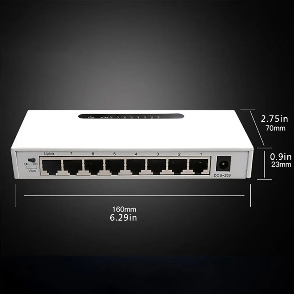 8 Порты и разъёмы Сетевой коммутатор PoE Gigabit 1000M Ethernet металлический корпус прочный