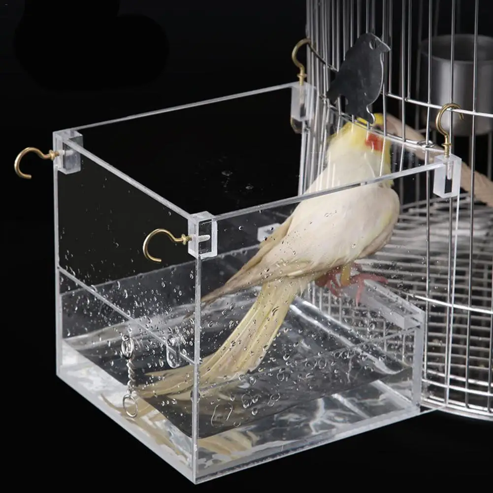 Automatic Birds Feeder Automatic Parrot Feeders Acrylic Hanging Bird Bath Cage Accessories For Bird Feeding And Bathing New