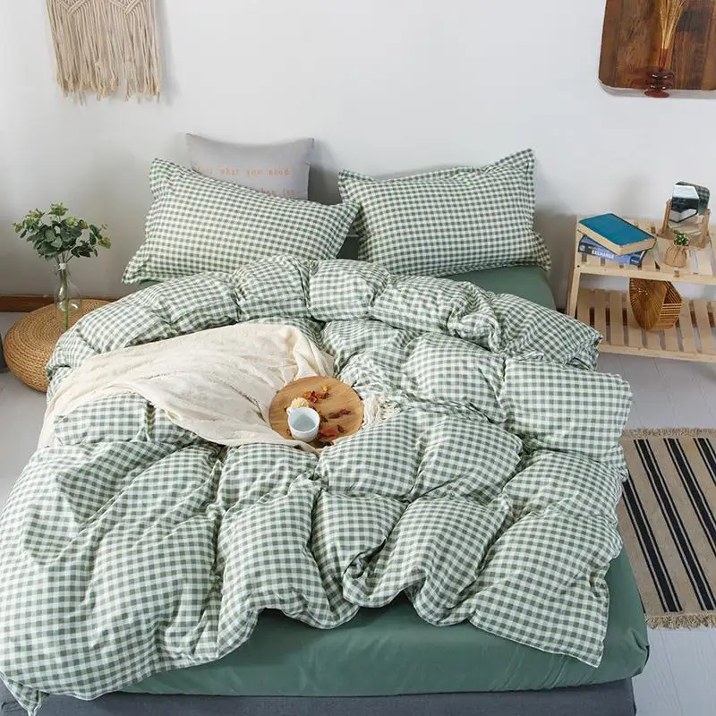 

Green grid Duvet Cover 220x240 Pillowcase 3Pcs,Bedding Set,200x230 Quilt Cover,Blanket Cover, Bed Sheet, Double Queen King Size