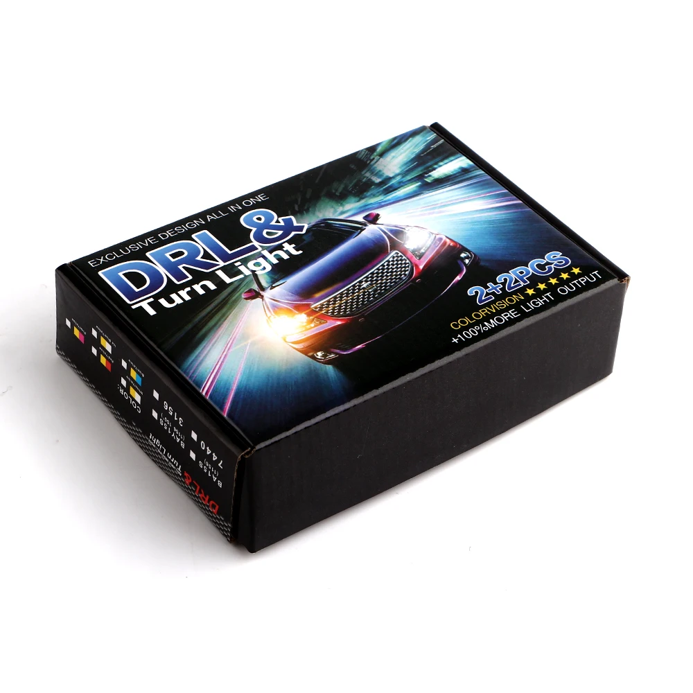 YM E-Bright 4 шт. T20 W21/5 Вт 7440 4014 66SMD 12В водить автомобиль, дневной свет светильник s поворота светильник переключатель двойной Функция резистор лампы белый/желтый