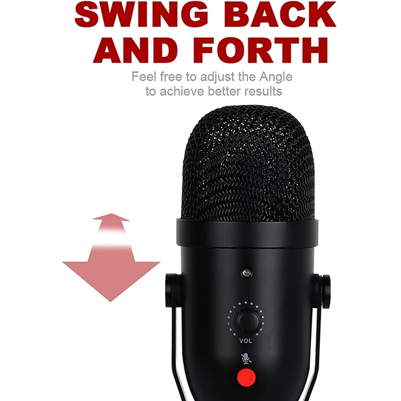 

USB Condenser Microphone with Mute and Volume Adjustment Function for Home Recording/Live Broadcast/Youtube/Podcast