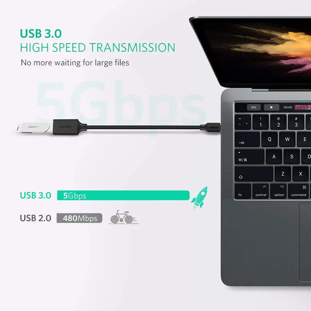 Переходник UGREEN с USB C на папа 3 0 A мама кабельный разъем совместимый MacBook |