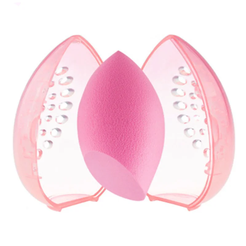 Estante vacío con forma de huevo para cosméticos, soporte para esponjas de maquillaje, caja de almacenamiento de esponjas transparentes, 1 unidad, 2020