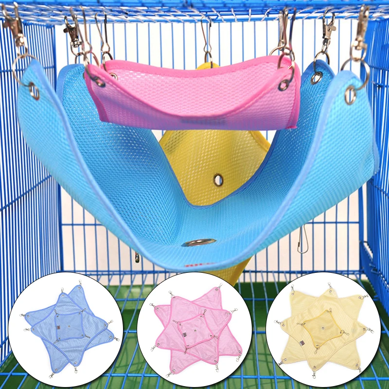 

Hot Sale Summer Hammock Bed Hanging Square Shape Breathable Mesh Hammock For Rat Hamster Ferret Small Animals Swing Toy Hanging